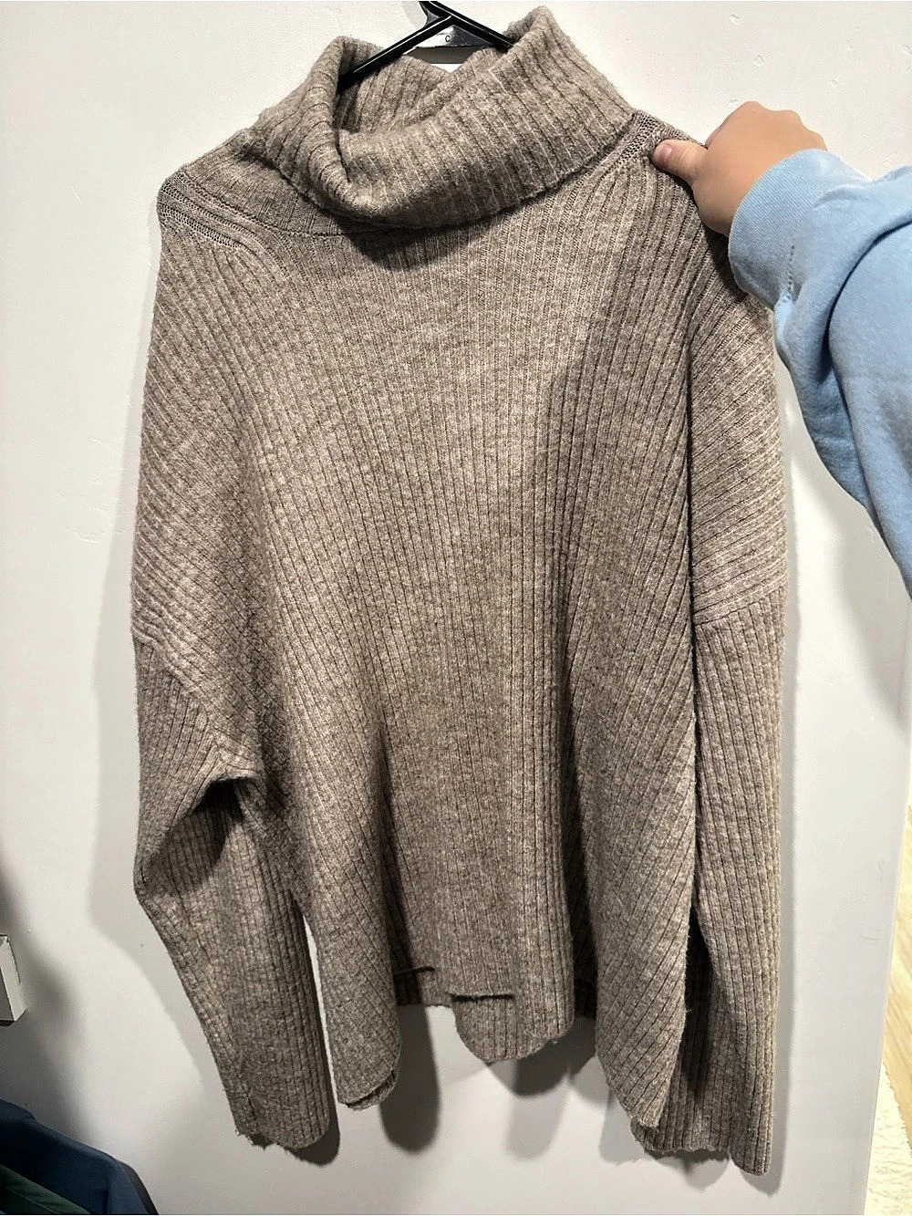 H&M Ribbed Cowl Neck Sweater Brown Large